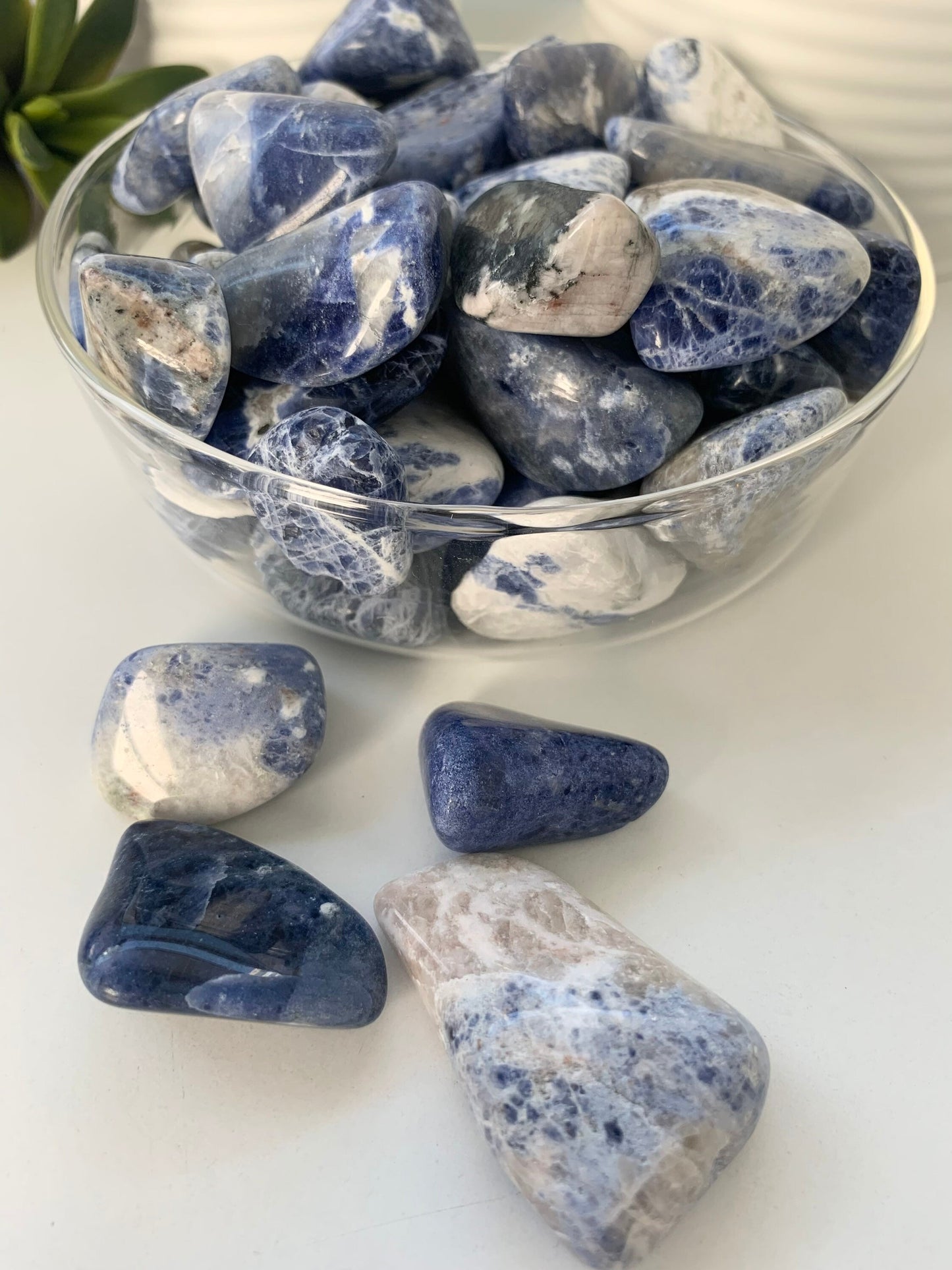 Polished Sodalite mix, bulk sodalite tumbles, UV reactive minerals