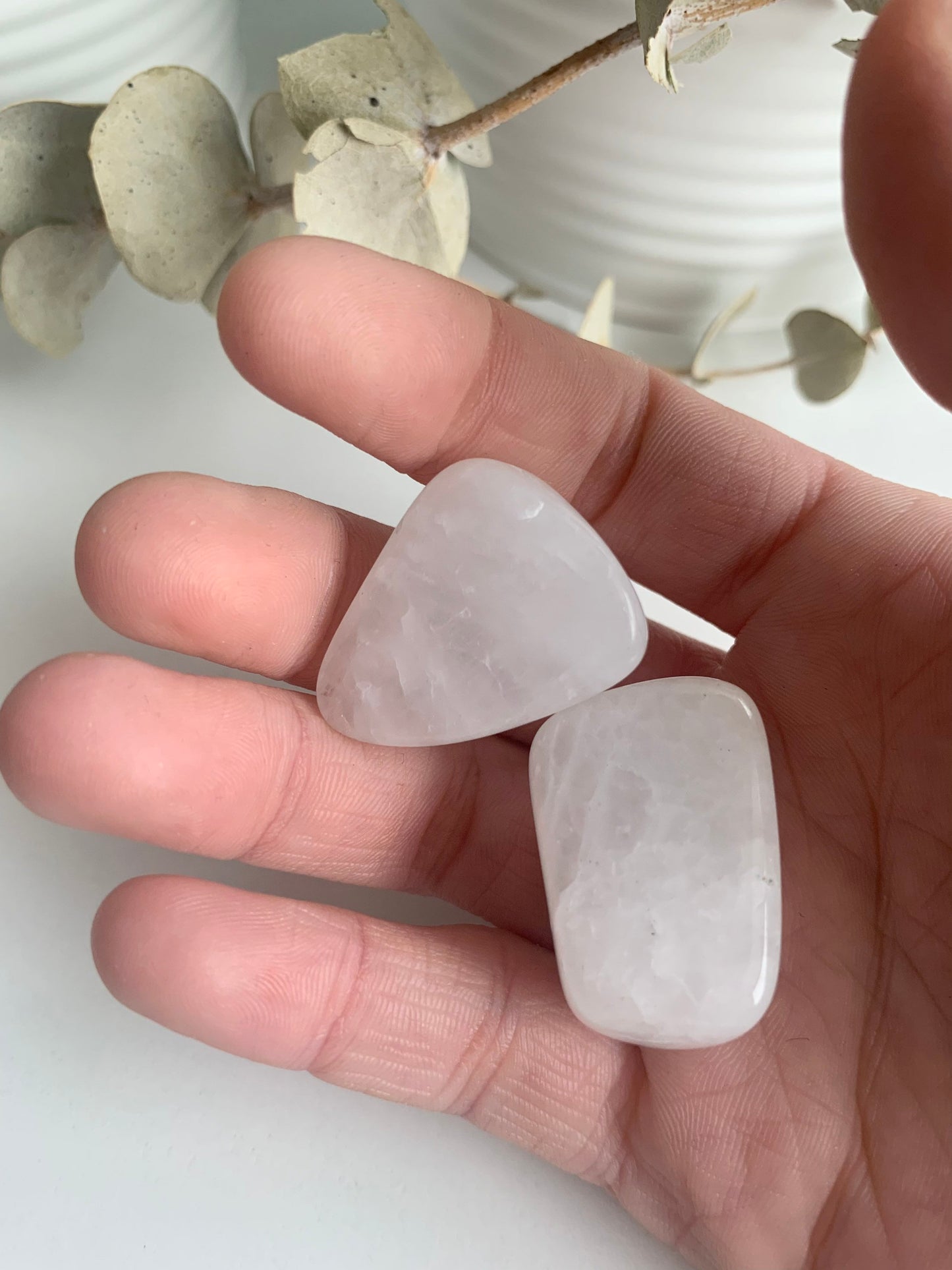 Polished white quartz, snow quartz, milky quartz