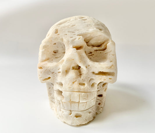 White Sphalerite Skull Carving, 2-2.5lbs