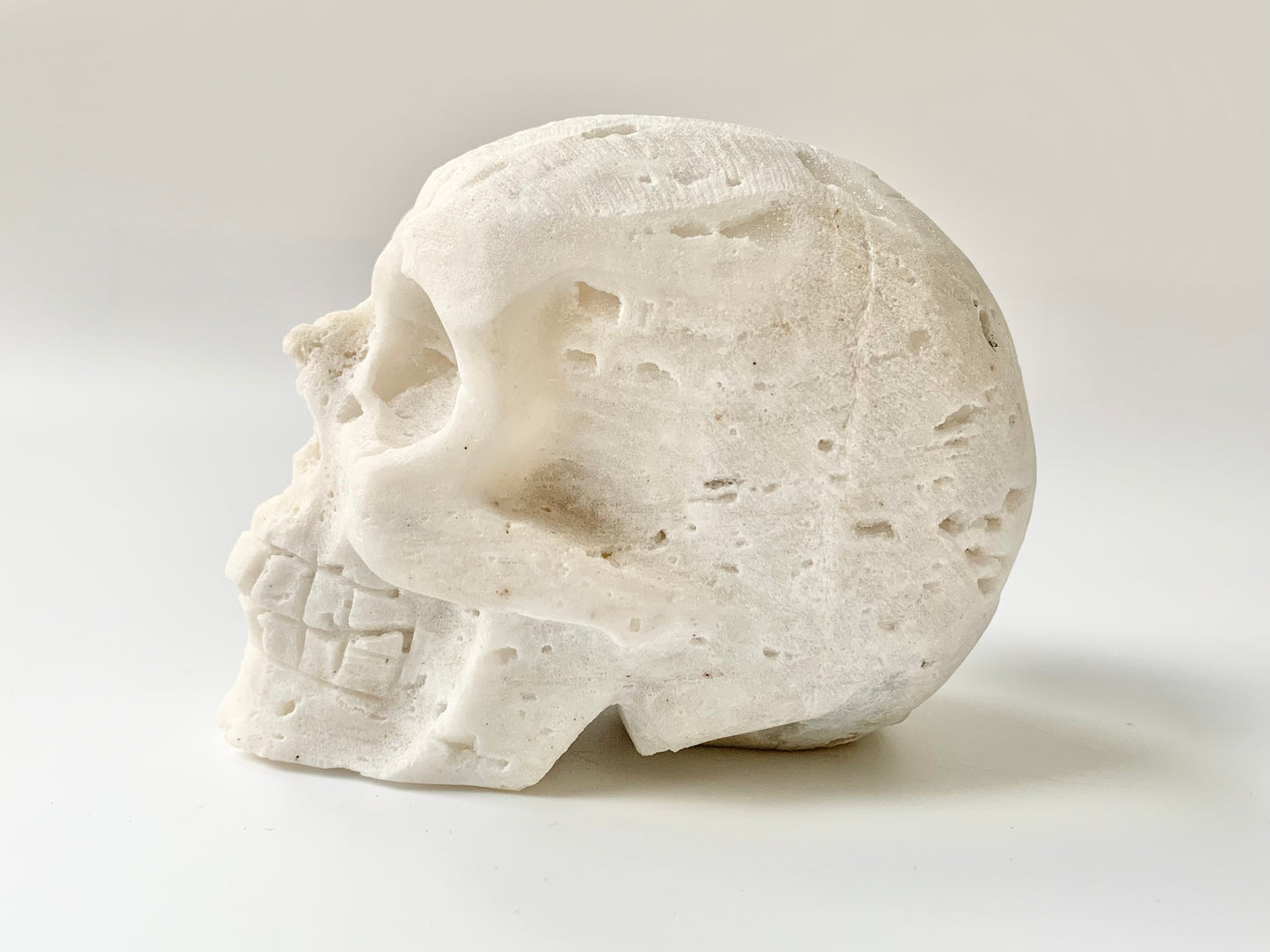 White Sphalerite Skull Carving, 19-23oz