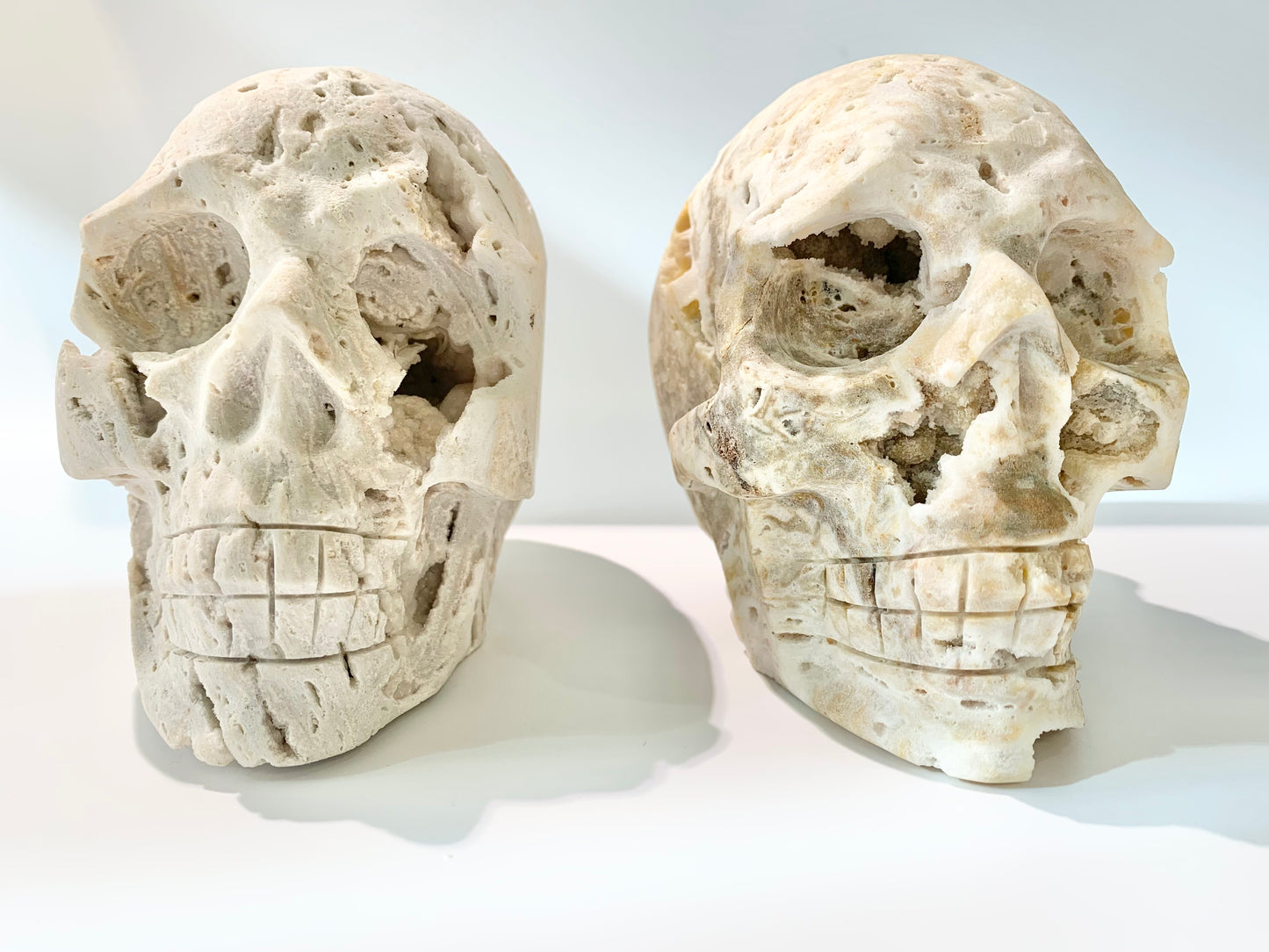 White Sphalerite Skull Carving, 43-51oz