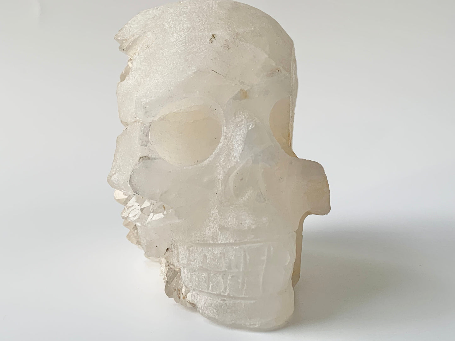 Quartz side Cluster Skull, front side chunk gone