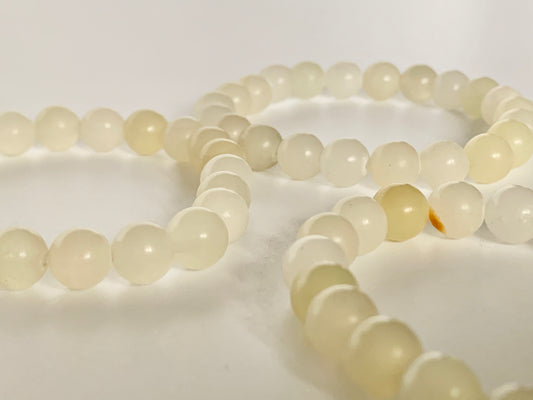 Light Yellow Round Bead Bracelet, 8mm
