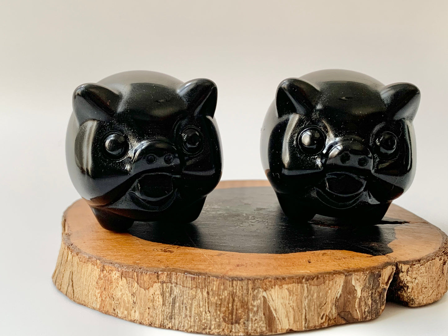 Happy Pig Carving, obsidian
