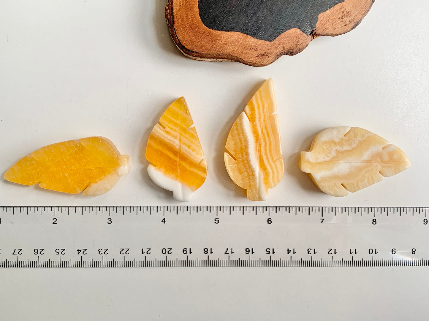 Yellow Calcite Leaf Carving
