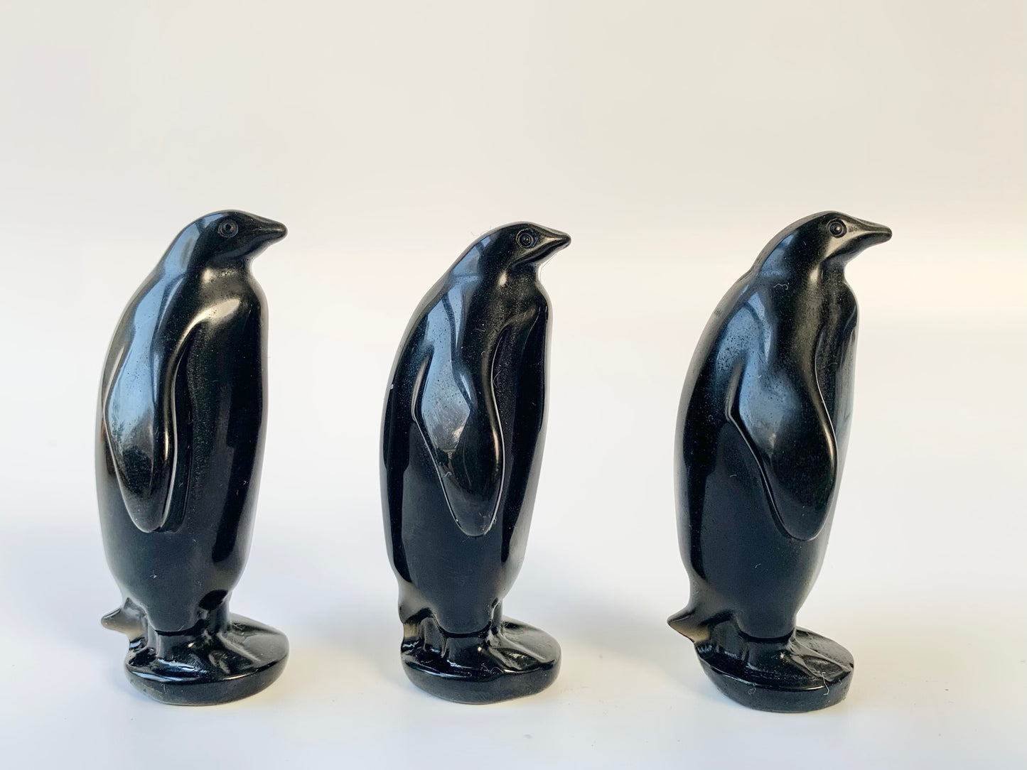 Penguin Carving, Black Obsidian