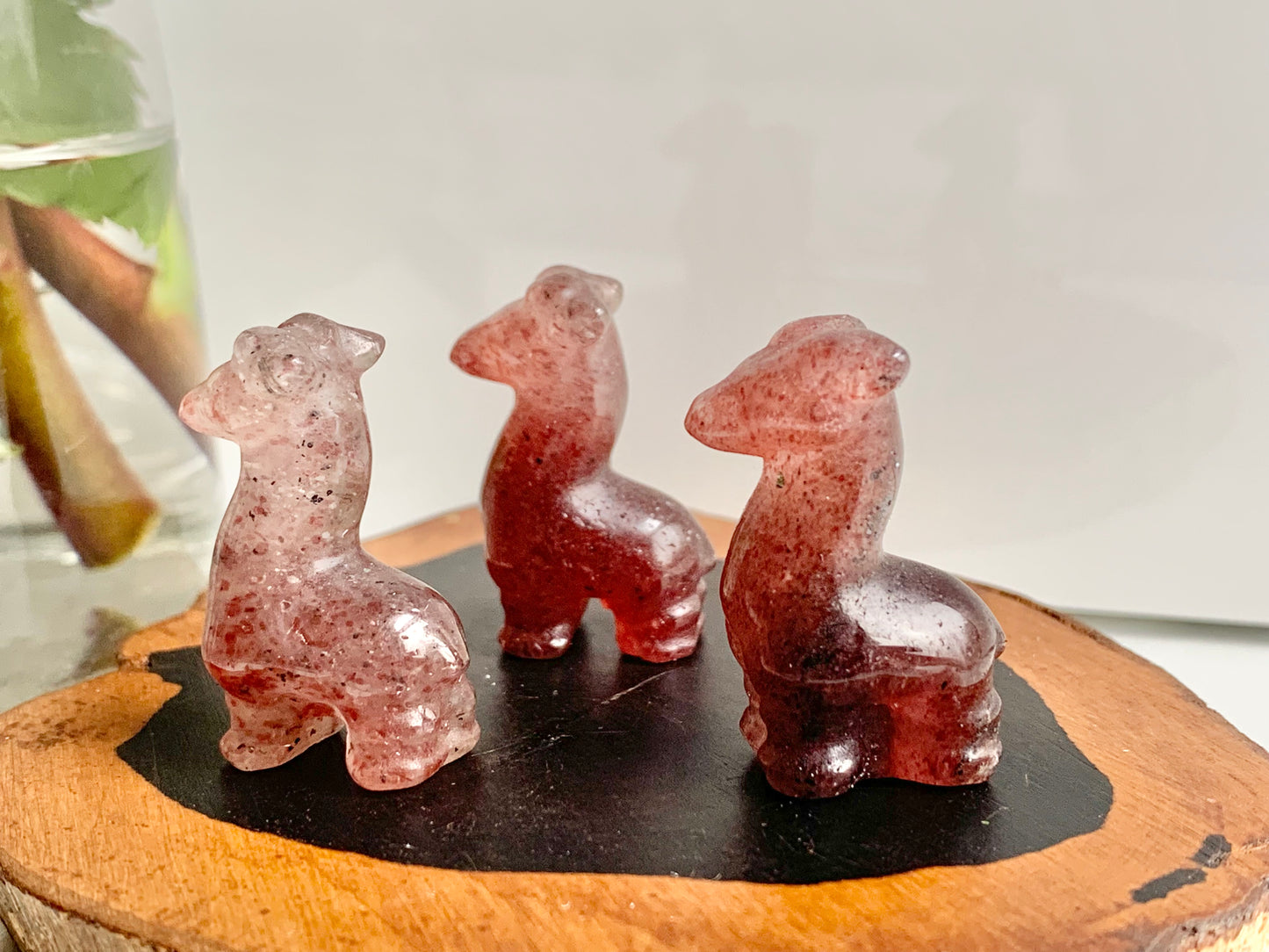 Giraffe carving, Mini, Strawberry Quartz