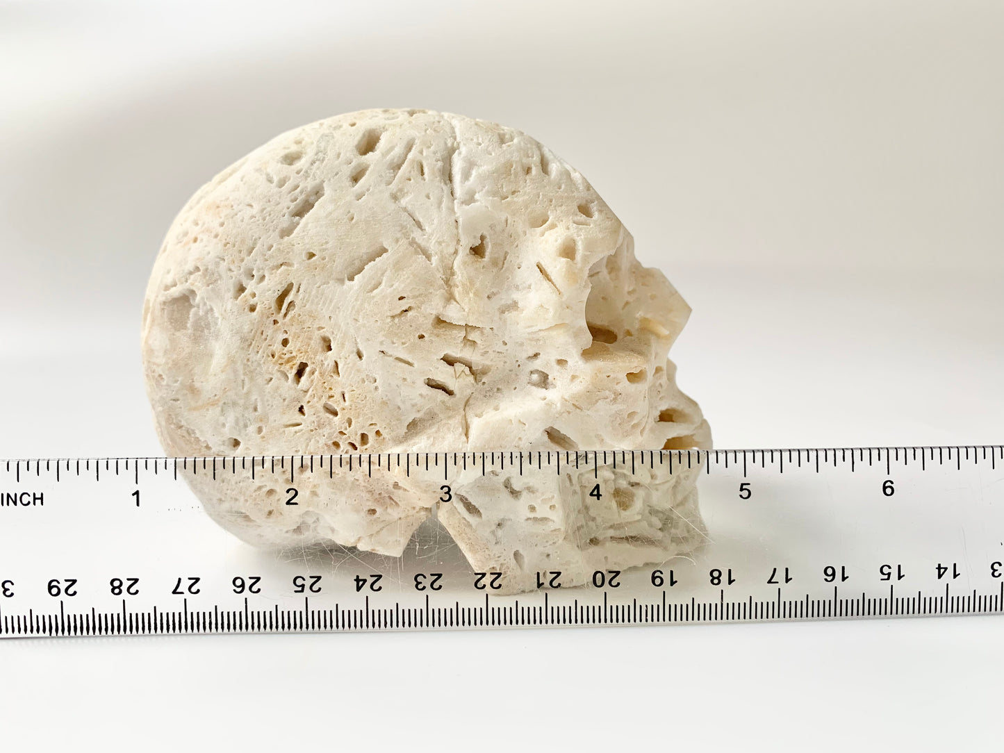 White Sphalerite Skull Carving, 2-2.5lbs
