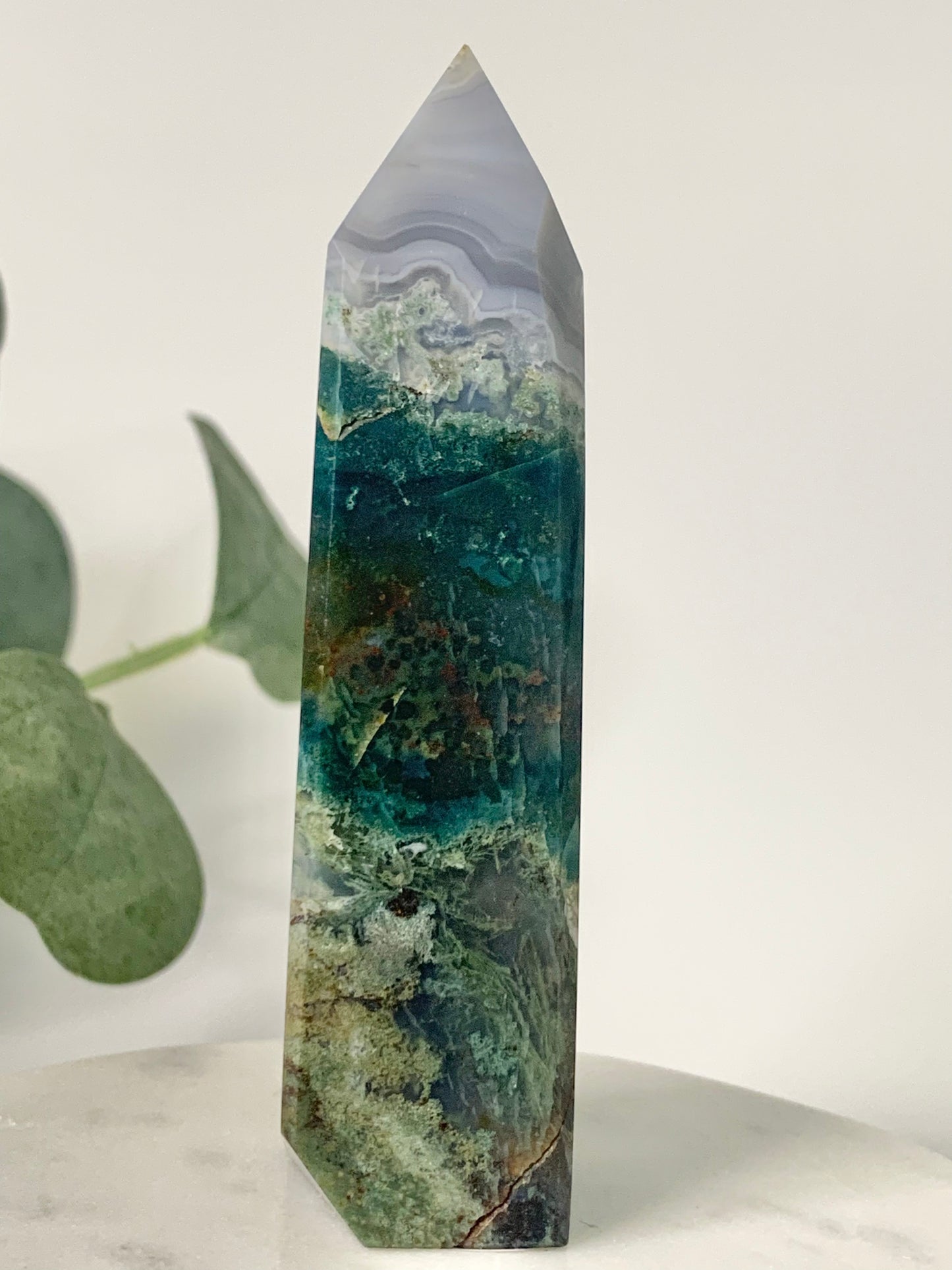 Moss Agate Tower, 3.6"