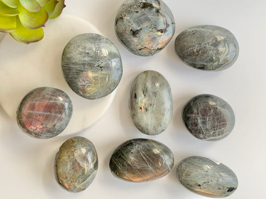 Labradorite Palm Stones, medium