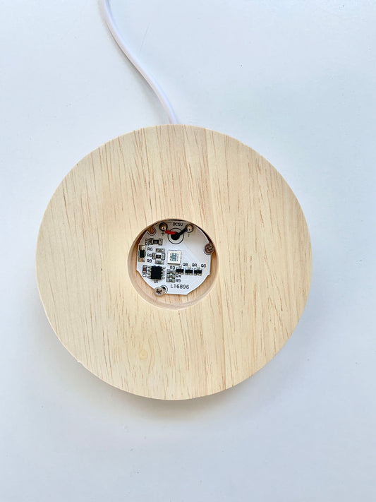 Round wooden light base (White LED Light)