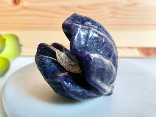Clam Shell Carving, Lepidolite