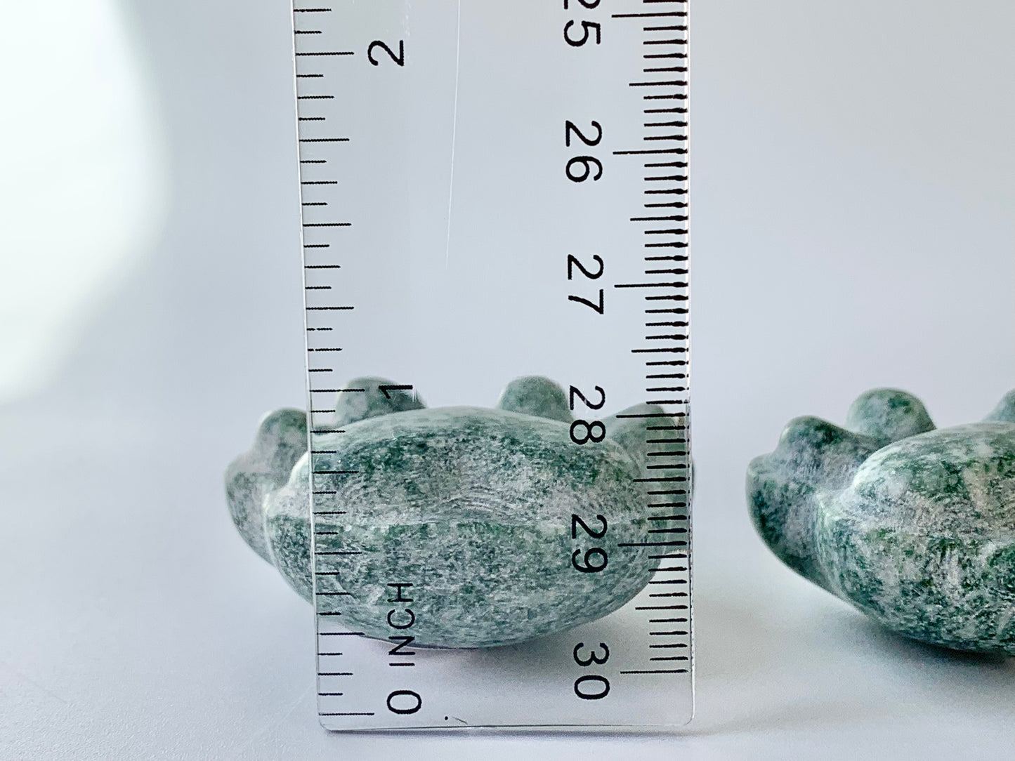 Small Paw Print Carving, Green Tree Agate,  ~1.5"