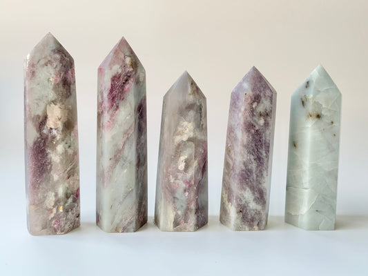 Pink Tourmaline and Lepidolite Towers, $10