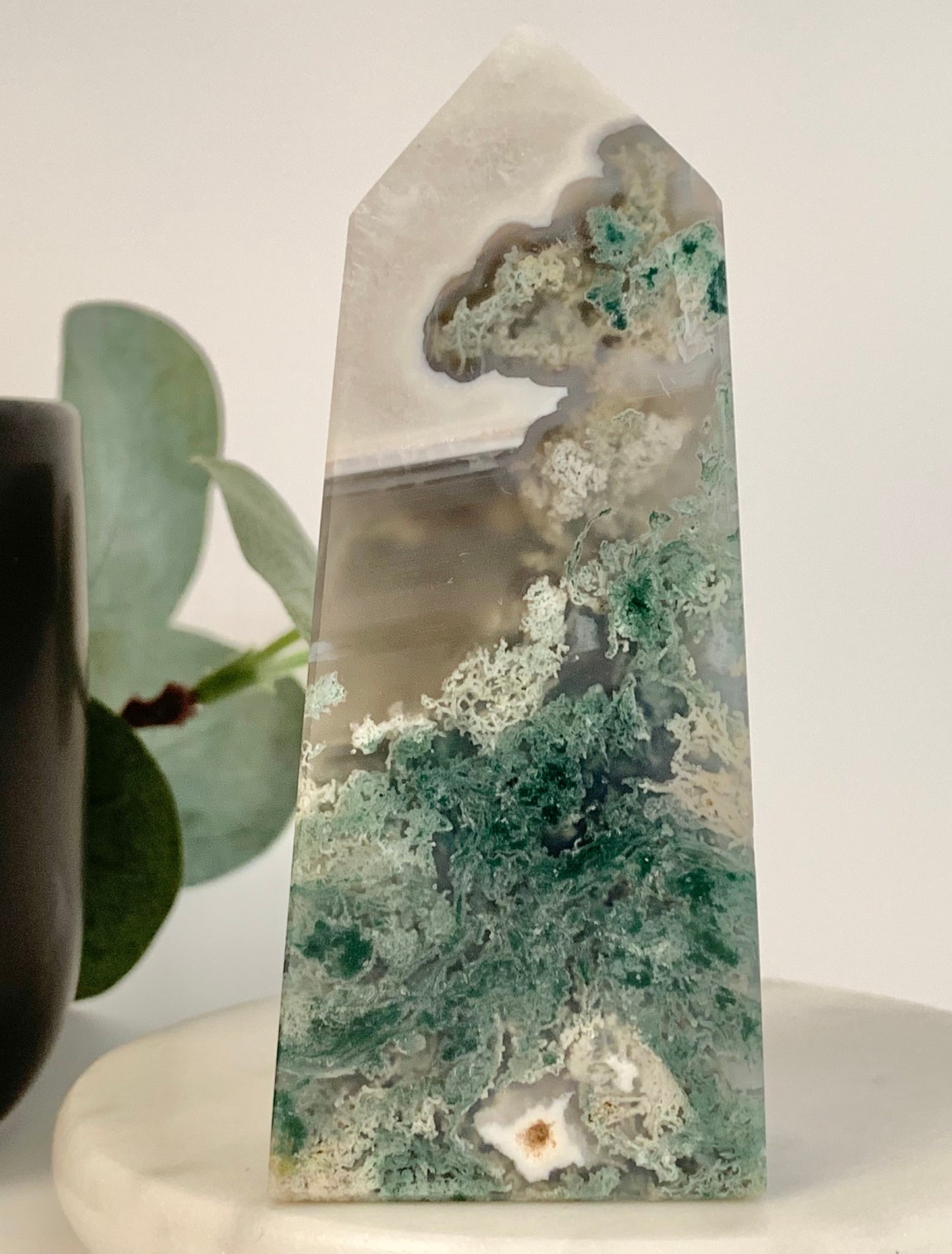 Moss Agate Tower, 3.85"