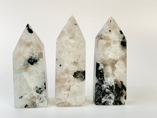 Rainbow Moonstone Tower, ~1-1.9 oz obelisk