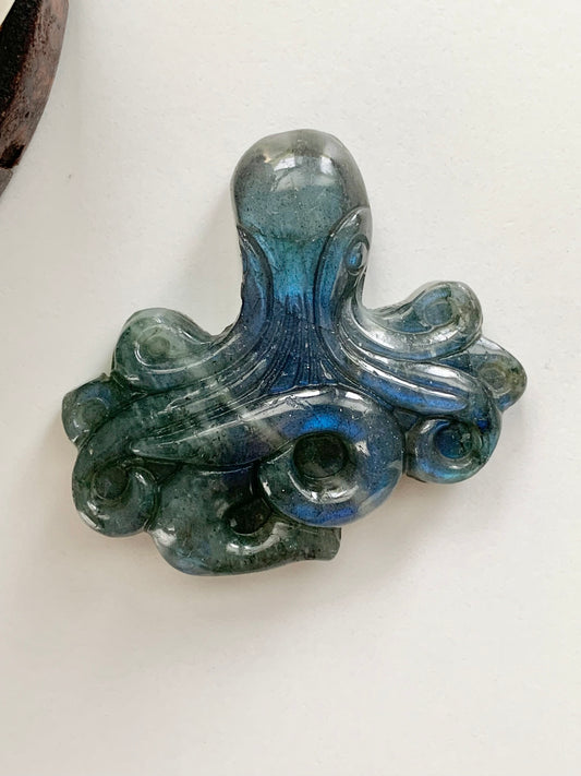 Labradorite Octopus Carving
