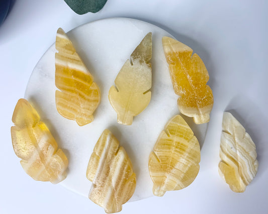 Yellow calcite leaf, medium