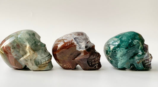 Ocean Jasper Skull Carving, High Quality, $51