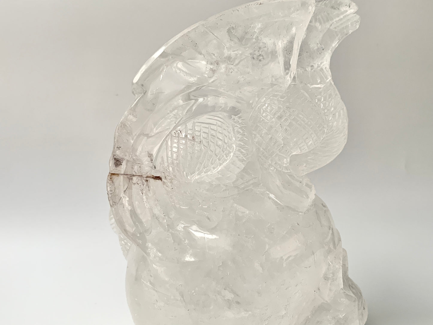 Clear Quartz Dragon on Skull Carving