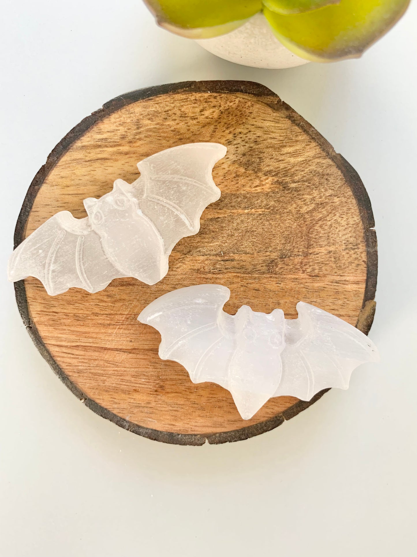 Satin Spar Bat Carving