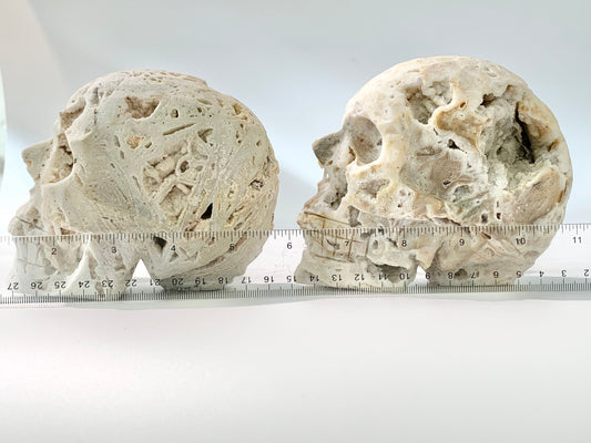 White Sphalerite Skull Carving, 43-51oz