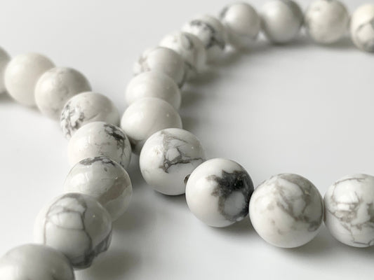 Howlite Round Bead Bracelet, 8mm