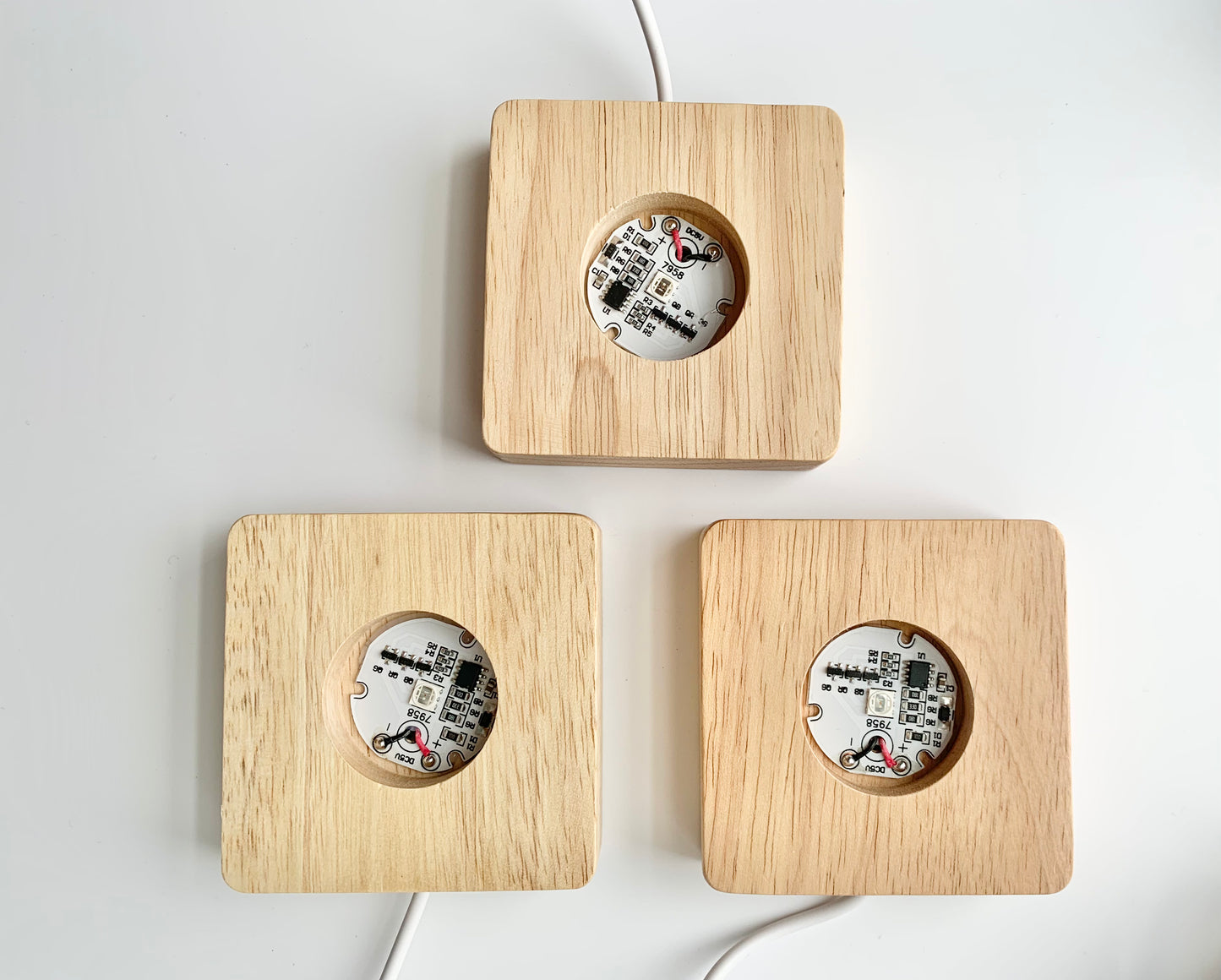 Color Changing Square Wood LED Light Base, ~2.75"