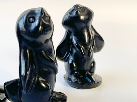 Bunny Carving, Black Obsidian