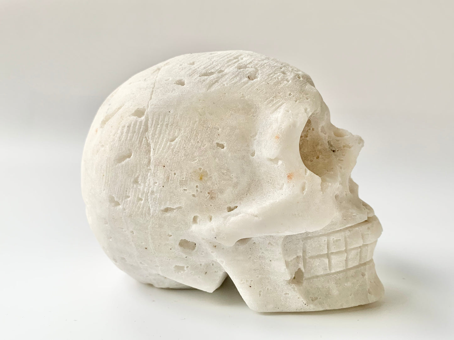 White Sphalerite Skull Carving, 19-23oz