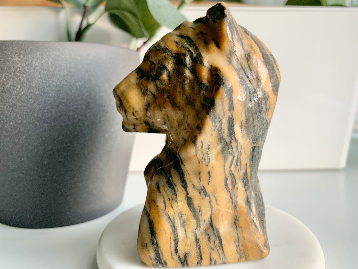 Jasper Tiger Head, Lion Head pillar carving
