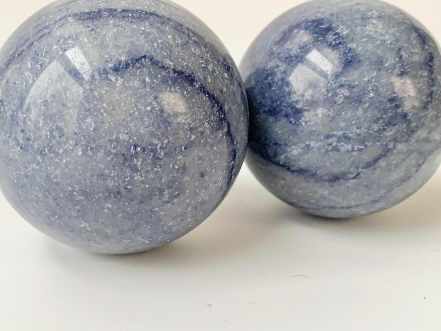 Blue aventurine spheres, 58-60mm