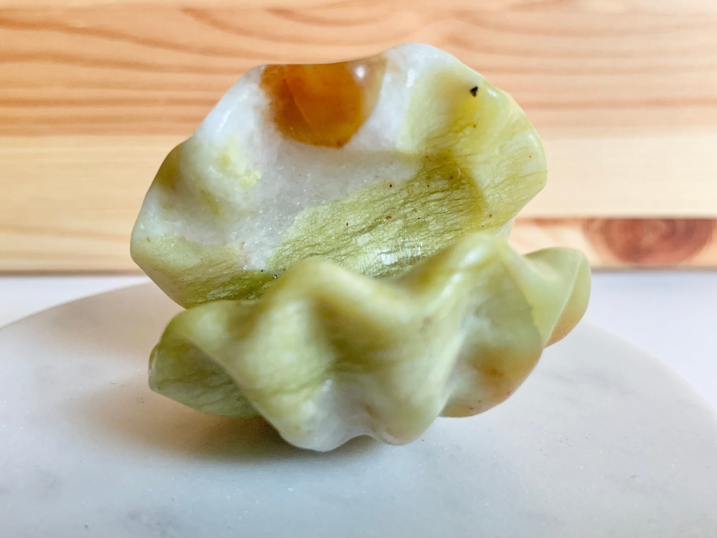 Clam Shell Carving, yellow jade