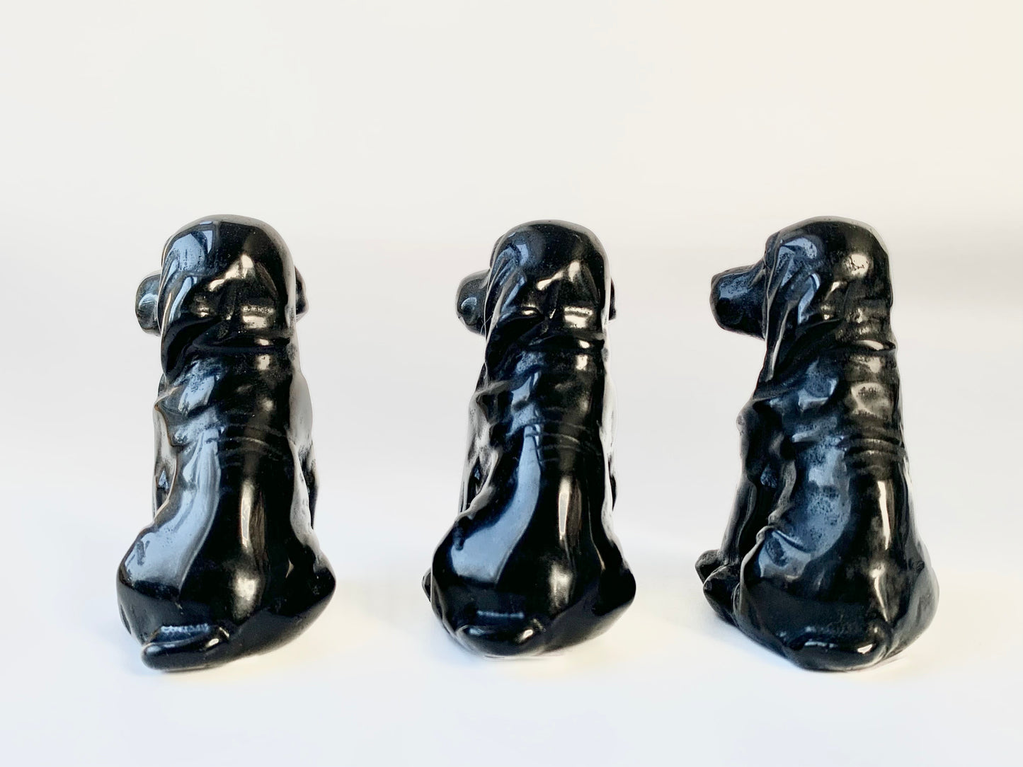 Sitting Dog Carving, obsidian