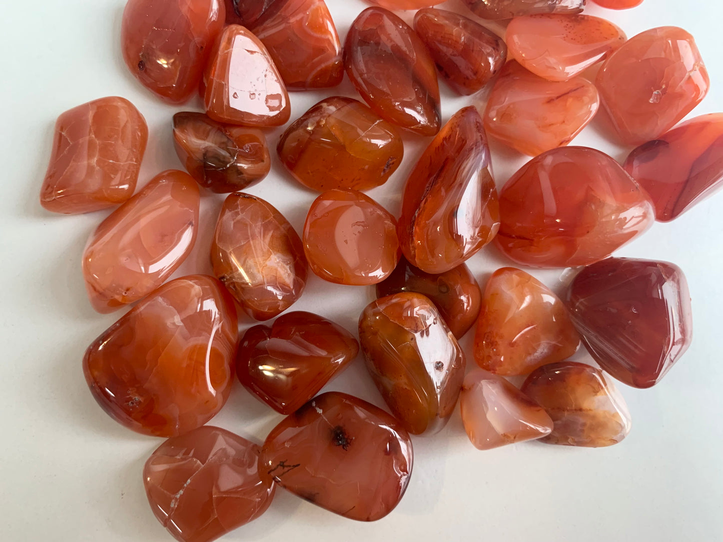 Carnelian tumbles, polished carnelian