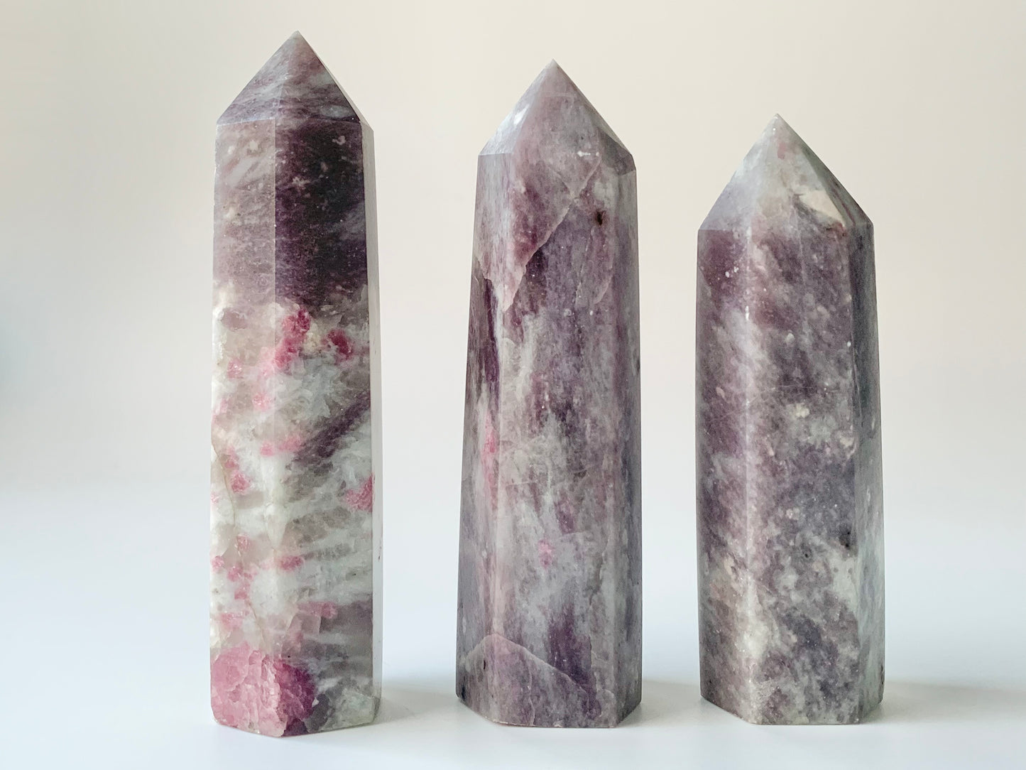 Pink Tourmaline and Lepidolite Towers, $16