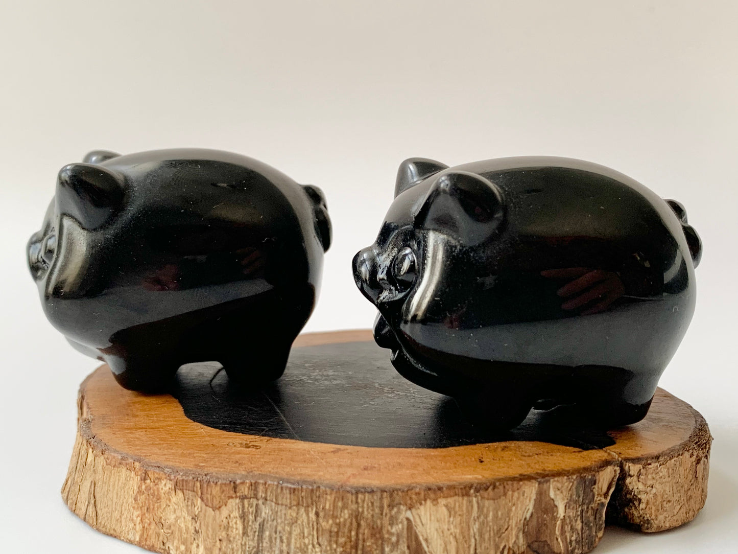 Happy Pig Carving, obsidian