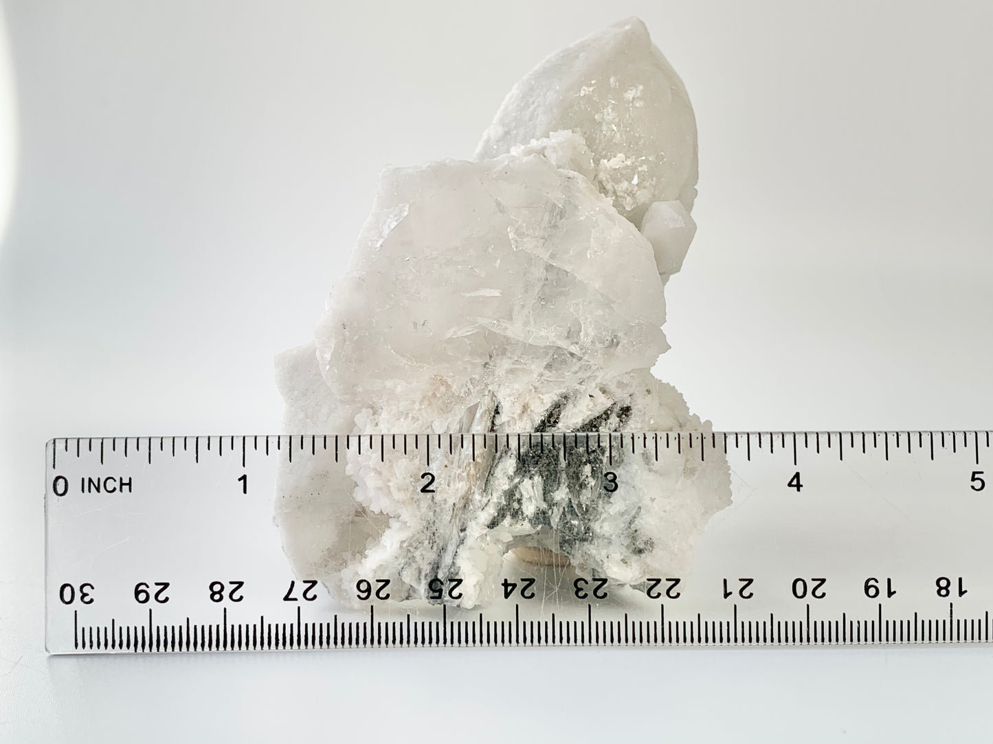 Clear Quartz Cluster with Calcite Coating, 13 oz