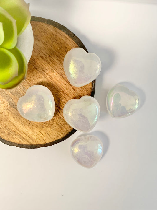 Angel Aura Clear Quartz Heart, 30mm