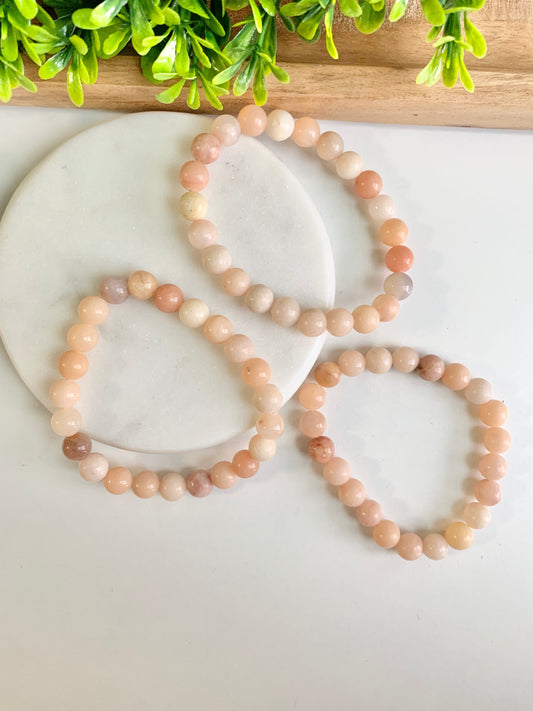 Pink Aventurine Round Bead Bracelet, 8mm