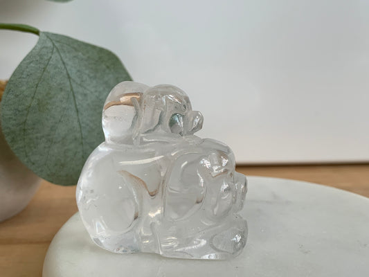 Clear Quartz Pig with Baby Pig