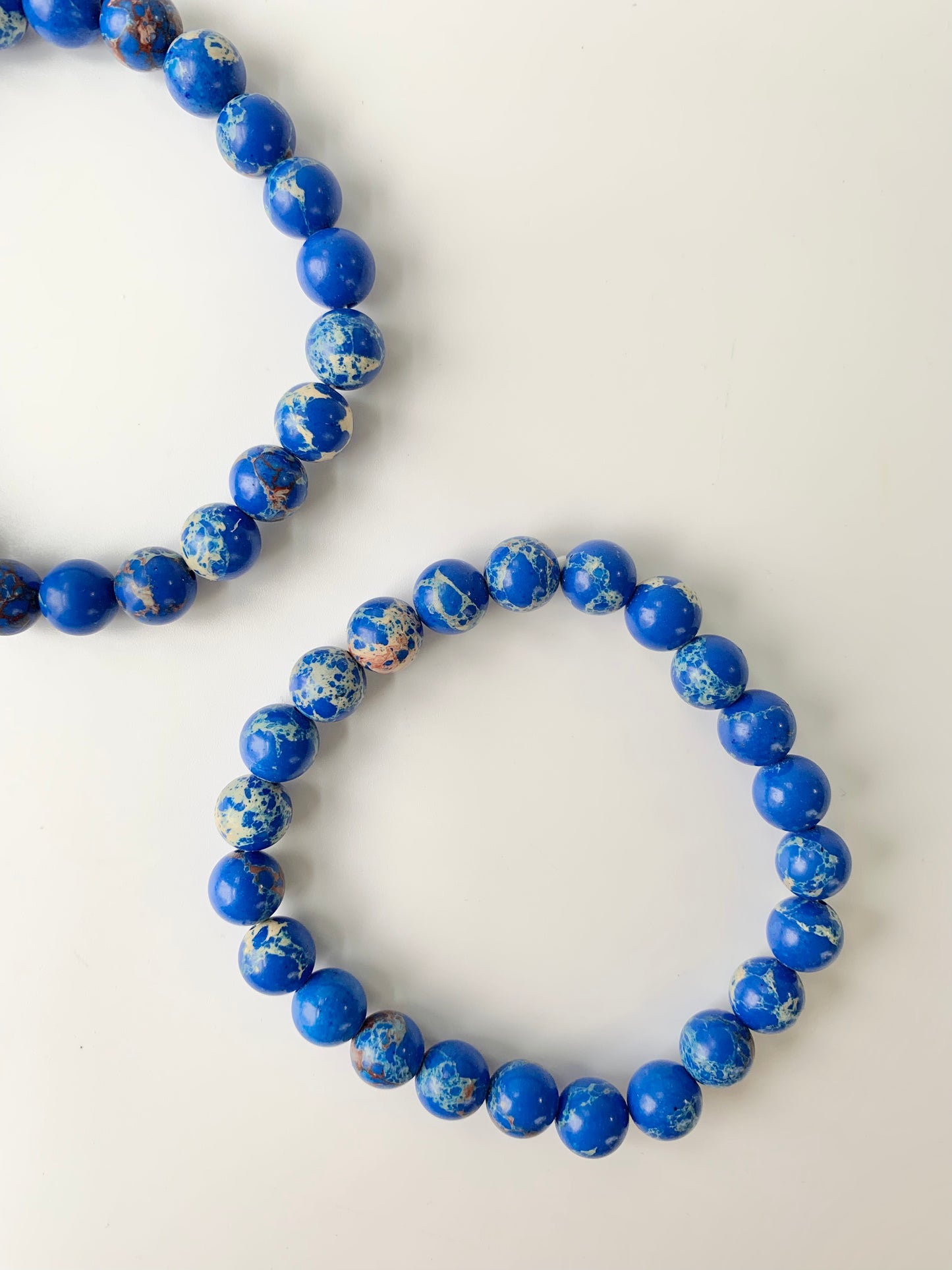 Blue Howlite Round Bead Bracelet