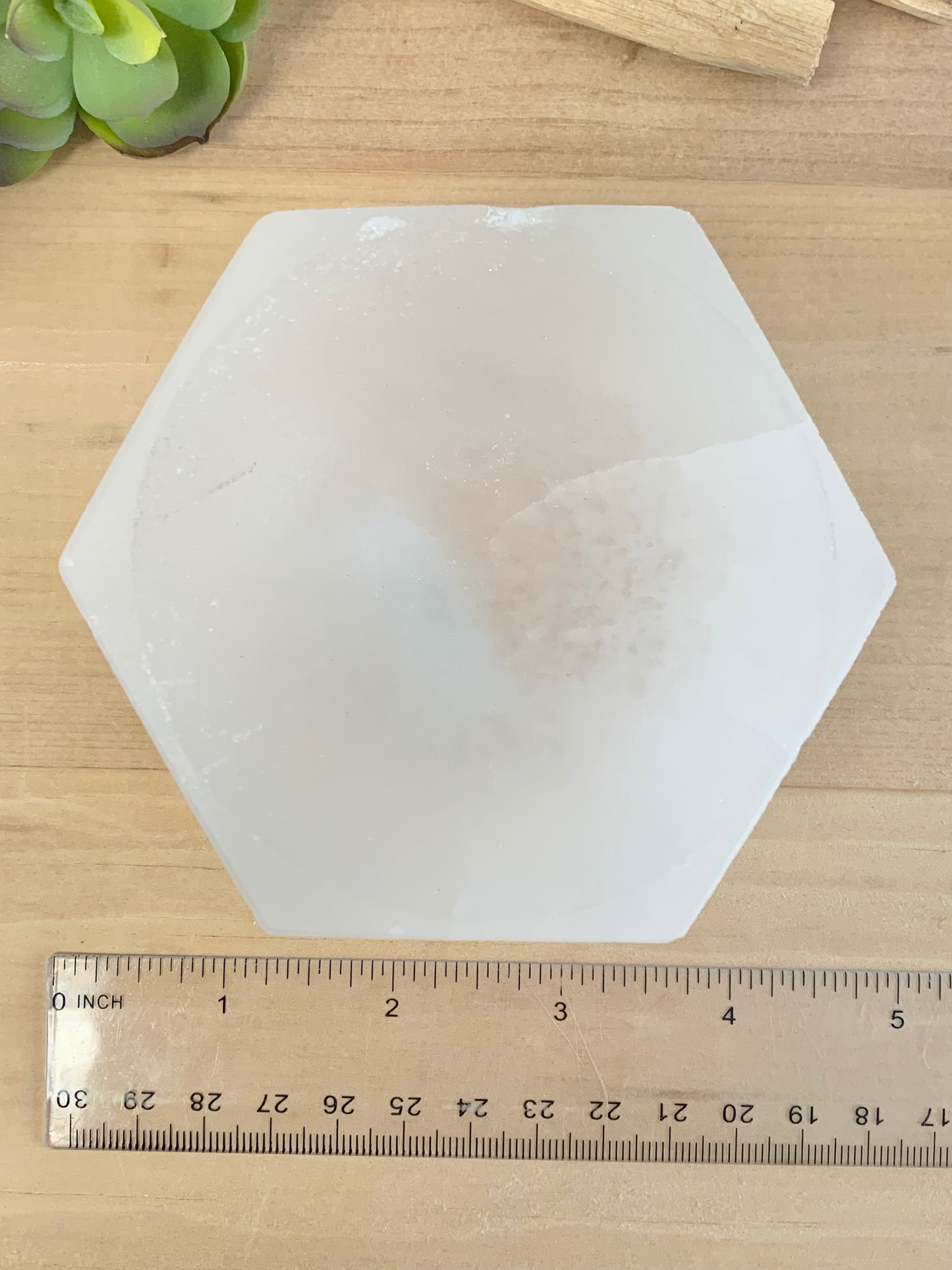 Satin Spar (Selenite) Decorative Hexagon Crystal Dish, Bowl