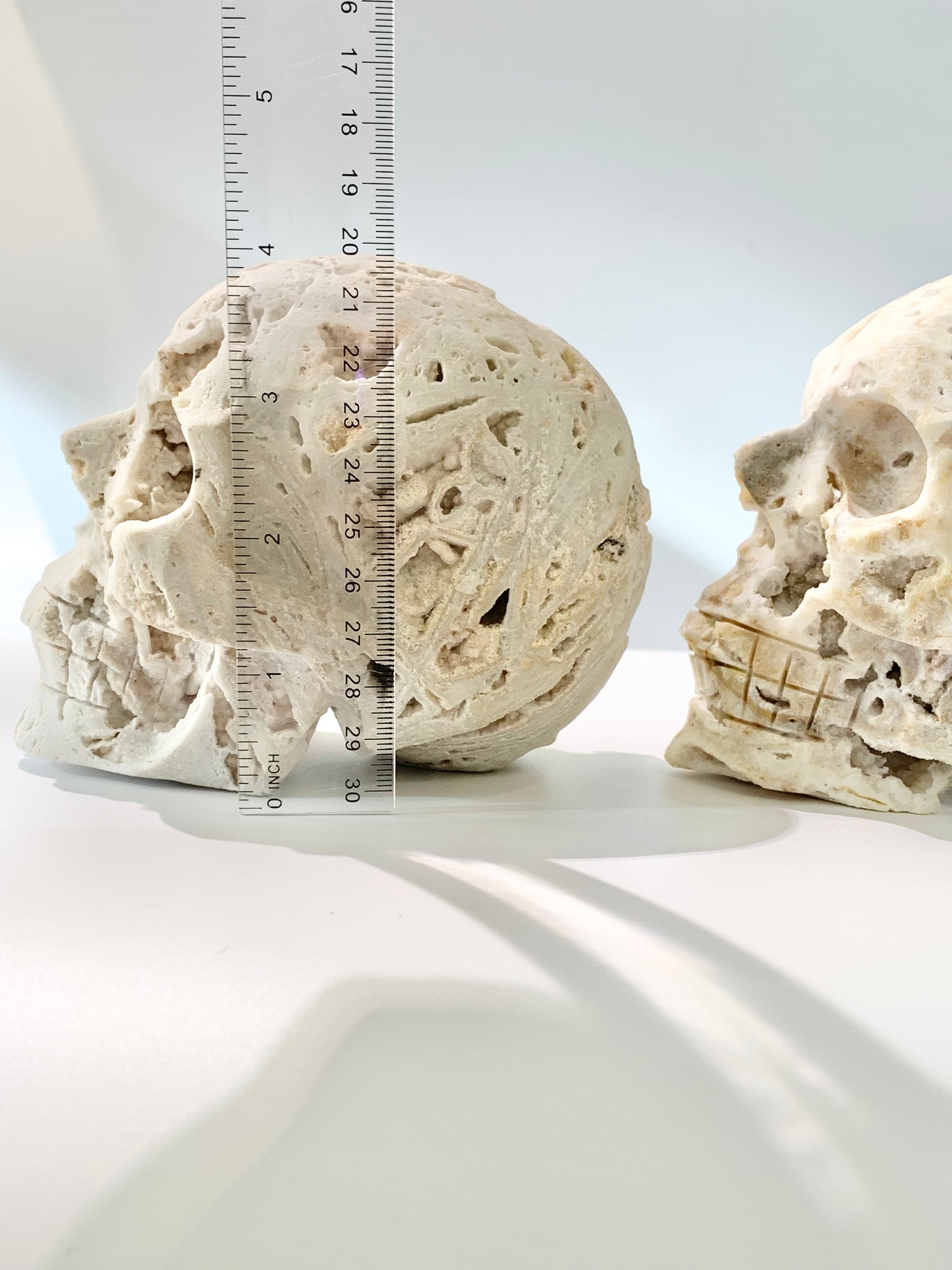 White Sphalerite Skull Carving, 43-51oz