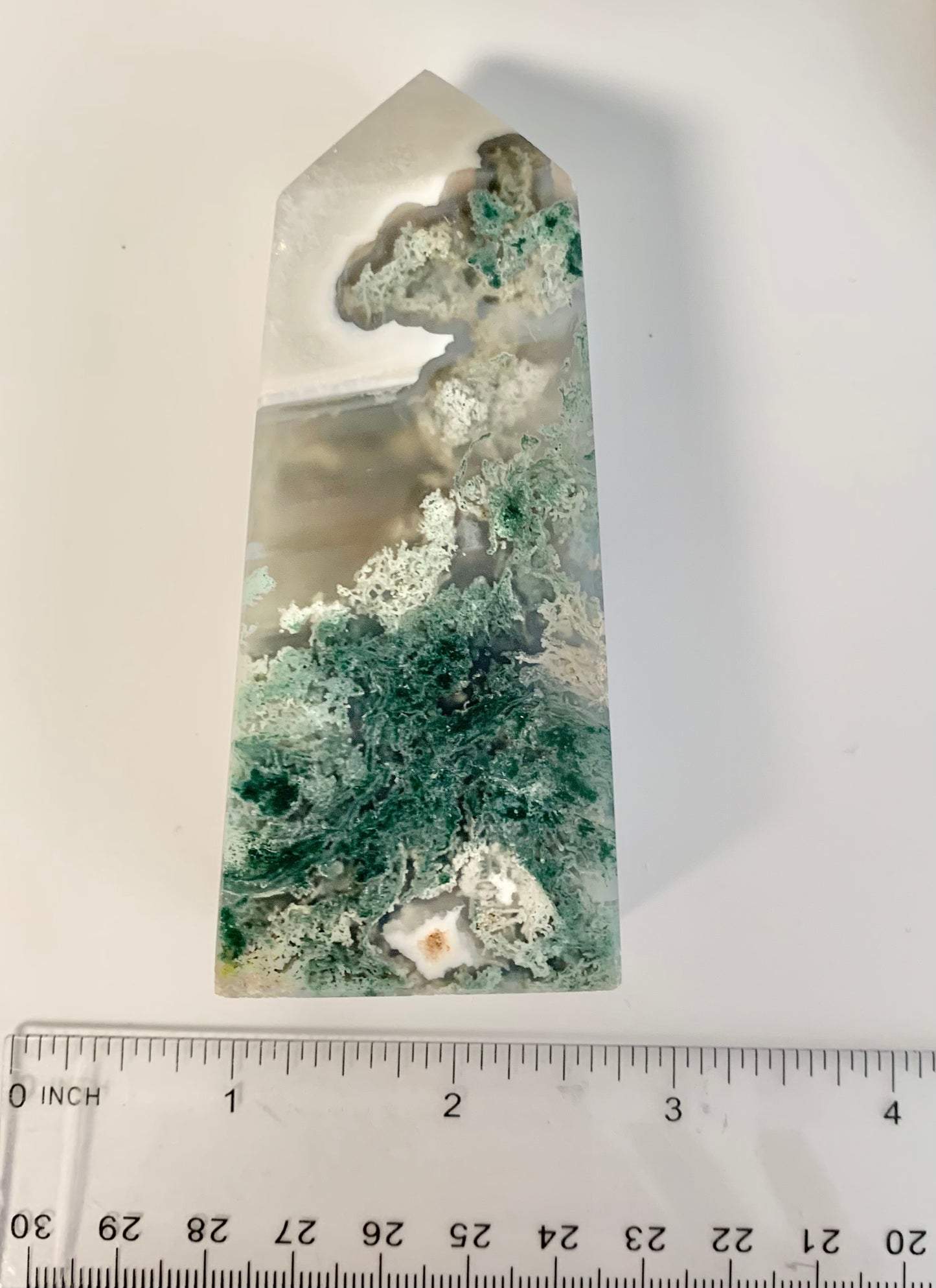 Moss Agate Tower, 3.85"