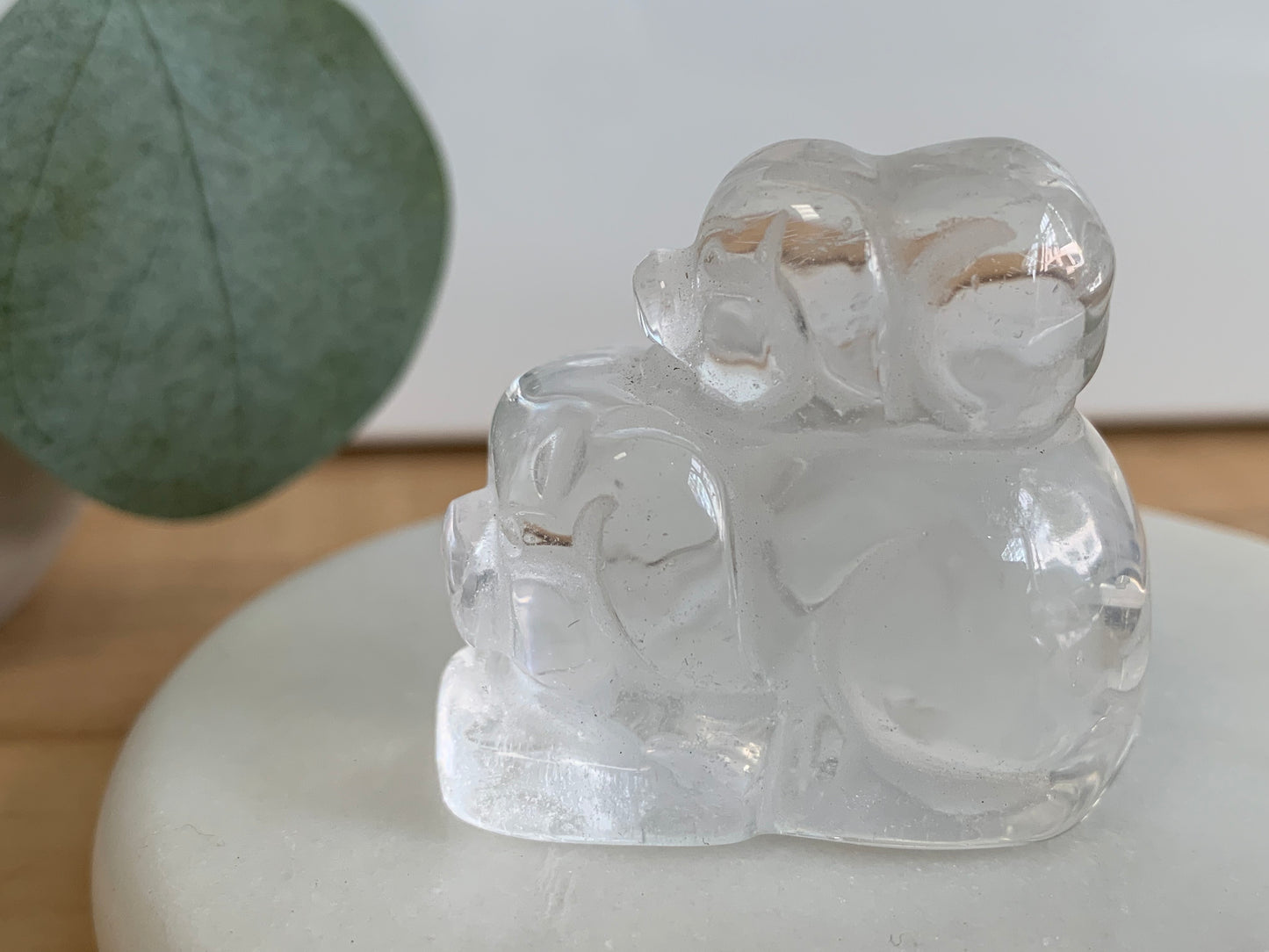 Clear Quartz Pig with Baby Pig
