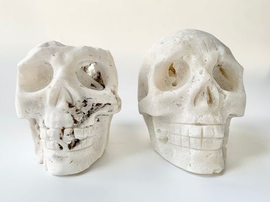 White Sphalerite Skull Carving, 19-23oz