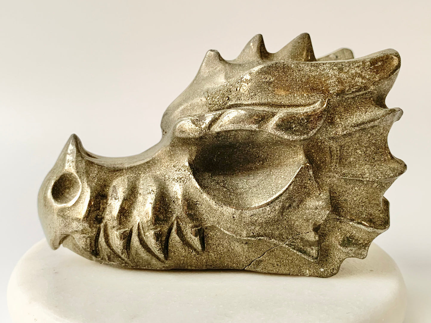 Dragon skull Carving, pyrite