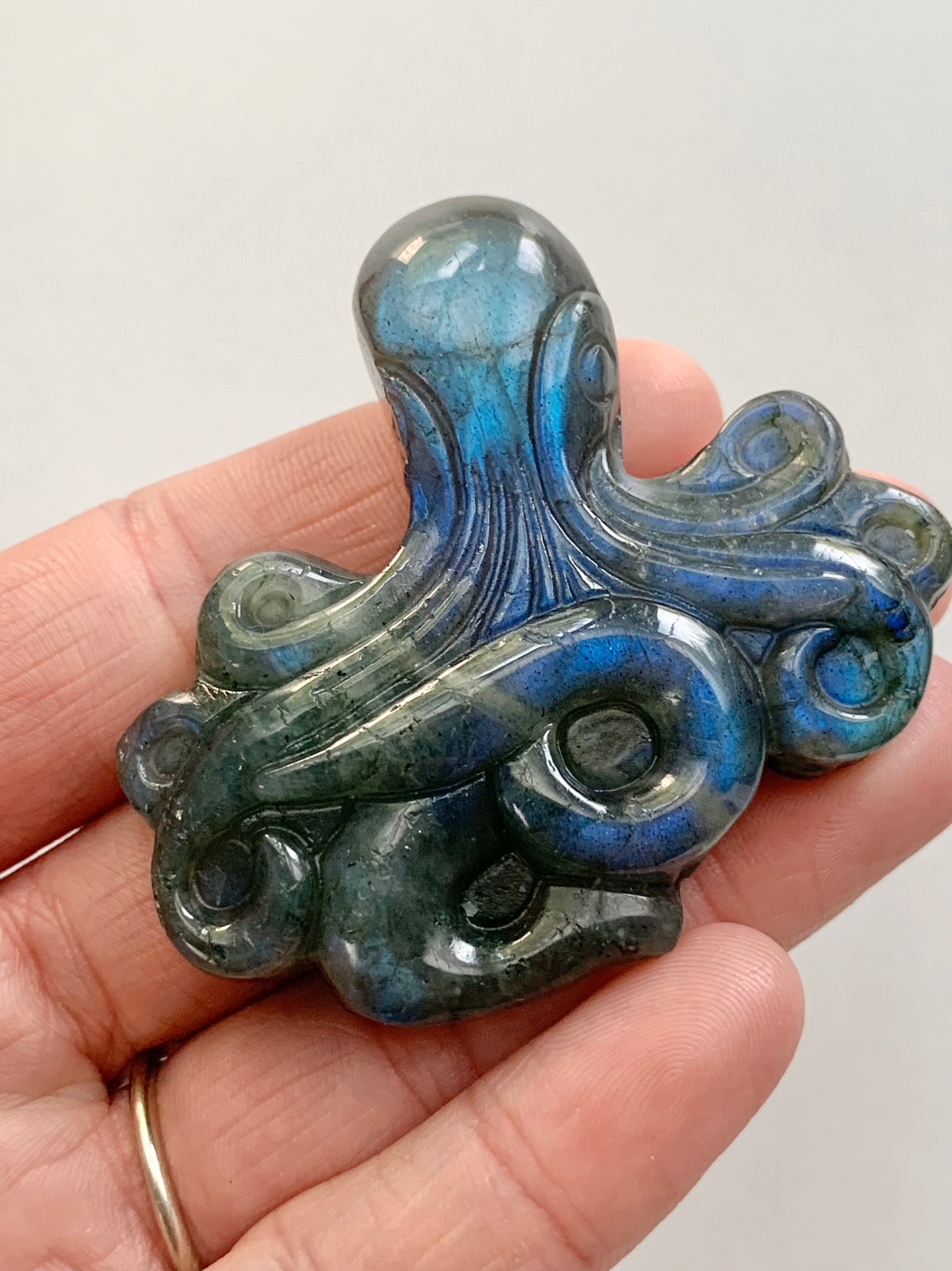 Labradorite Octopus Carving