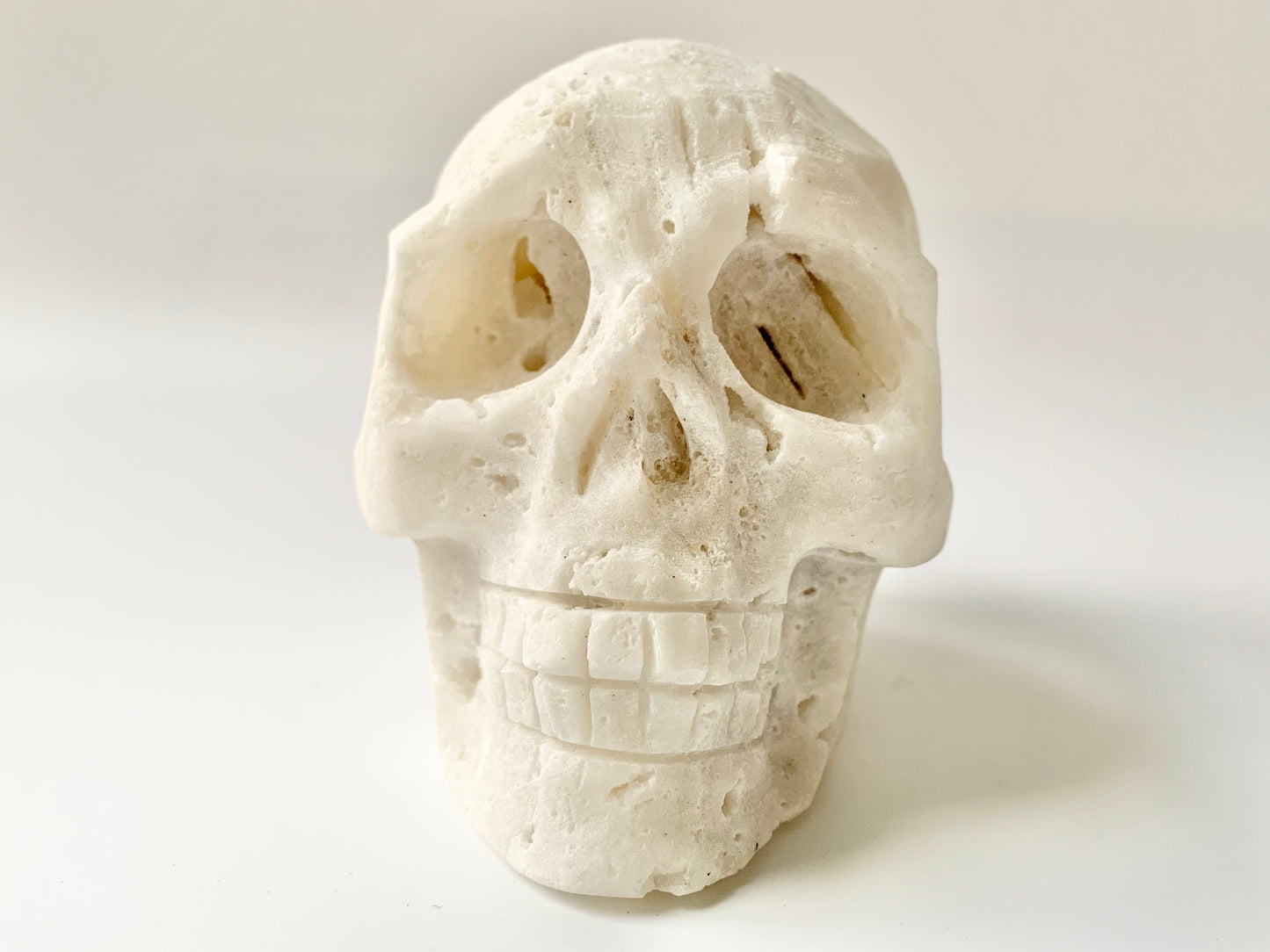 White Sphalerite Skull Carving, 19-23oz